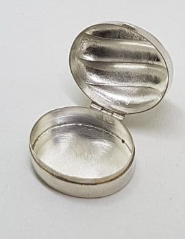Sterling Silver Oval Pill Box / Small Trinket Box