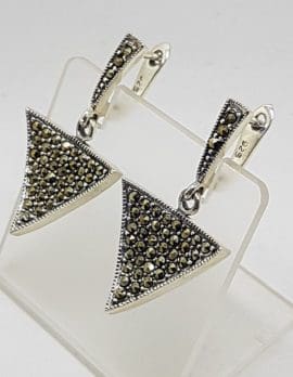Sterling Silver Marcasite Triangular Drop Earrings