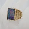 9ct Yellow Gold Very Large Rectangular Opal Triplet Gents Ring / Ladies Ring - Antique / Vintage