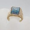 9ct Yellow Gold Very Large Rectangular Opal Triplet Gents Ring / Ladies Ring - Antique / Vintage
