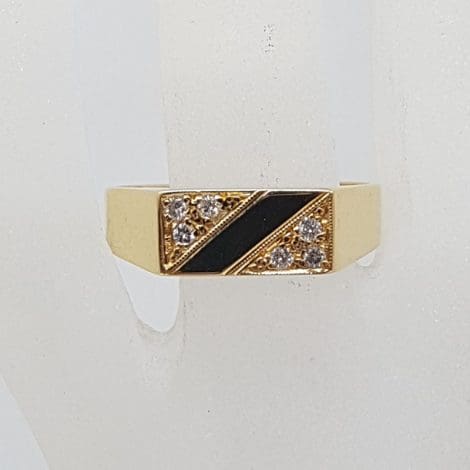 18ct Yellow Gold 6 Diamond Rectangular Gents Ring / Ladies Ring