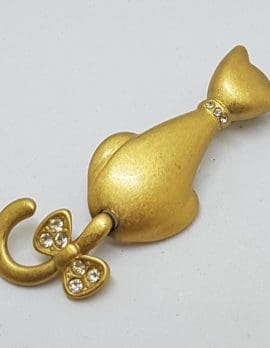 Plated Cat Sitting Silhouette Brooch - Vintage