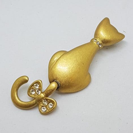 Plated Cat Sitting Silhouette Brooch - Vintage