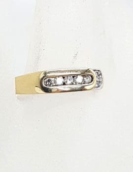 9ct Yellow Gold Channel Set and Pave Set Diamond Gents Ring / Ladies Ring