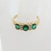 18ct Yellow Gold Three Oval Created Emeralds with Diamonds Bezel set Ring