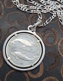 Sterling Silver Unique Pisces Fish / Dolphins Starsign Medallion Pendant on Silver Chain