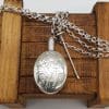 Sterling Silver Vintage Ornate Oval Perfume / Scent Bottle Pendant on Silver Chain