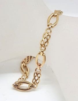 9ct Yellow Gold Celtic Knot Twist Pattern with Oval Link Bracelet
