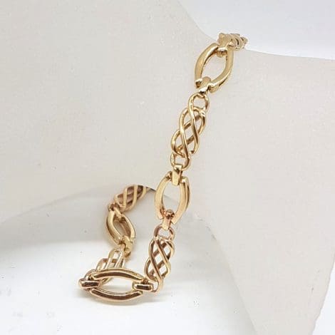 9ct Yellow Gold Celtic Knot Twist Pattern with Oval Link Bracelet