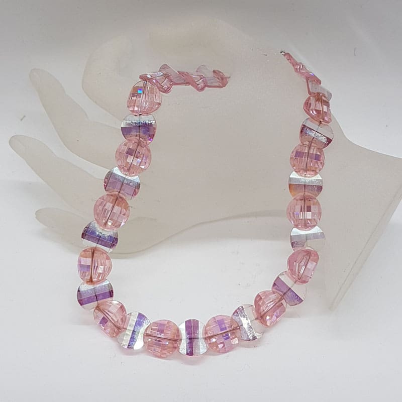 Vintage Pink Crystal Round Bead Necklace / Chain Vintage Pink Crystal Round Bead Necklace / Chain