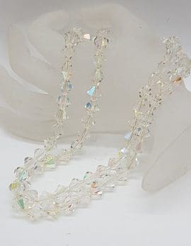 Vintage Clear Crystal Two Strand Bead Necklace / Chain