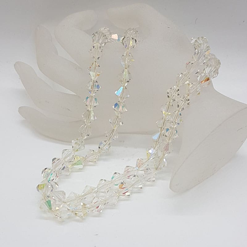 Vintage Clear Crystal Two Strand Bead Necklace / Chain