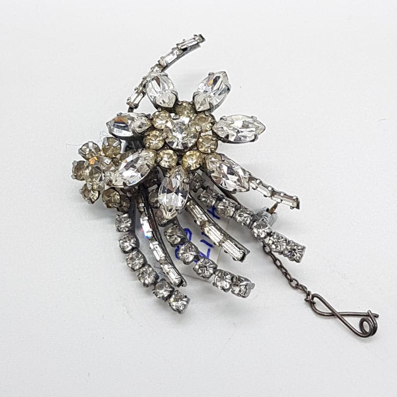 Plated Large Spray Rhinestone Cluster Brooch – Vintage Costume Jewellery Plated Large Spray Rhinestone Cluster Brooch – Vintage Costume Jewellery