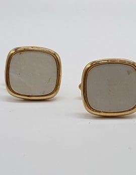 Plated Mother of Pearl Rectangular Cufflinks - Vintage Costume Jewellery