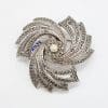 Large Marcasite Swirl Brooch - Plated - Antique / Vintage