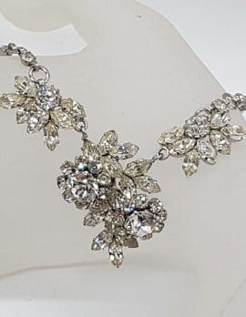 Large Ornate Rhinestone Jewelcrest Necklace - Antique / Vintage Costume Jewellery