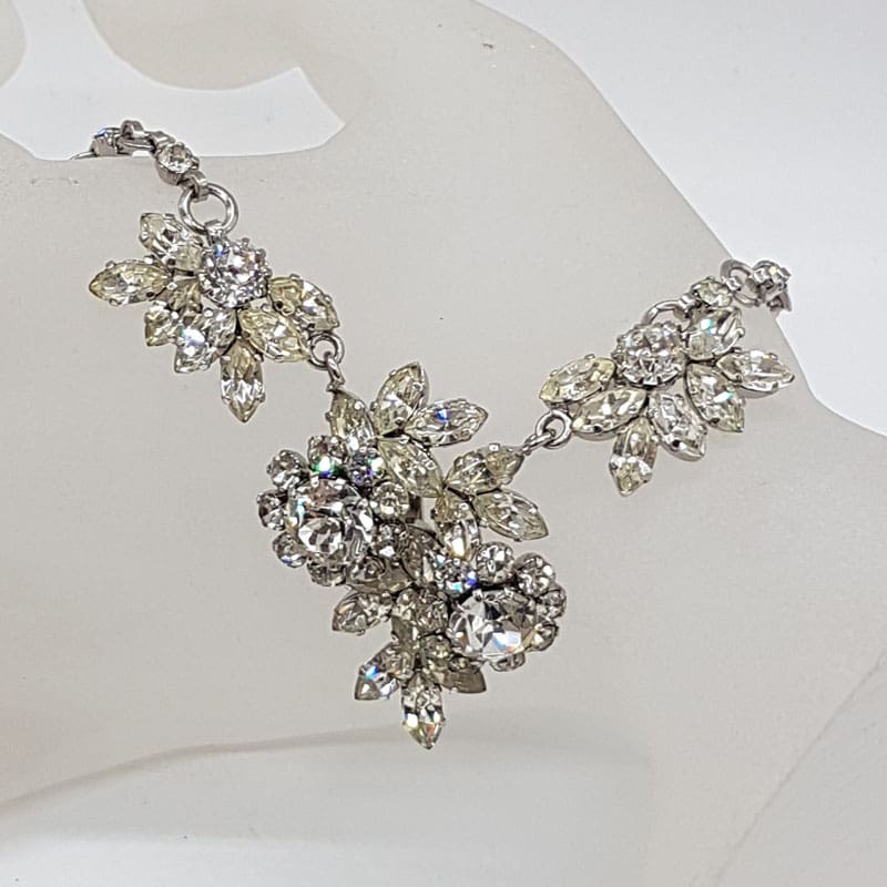 Large Ornate Rhinestone Jewelcrest Necklace - Antique / Vintage Costume Jewellery Large Ornate Rhinestone Jewelcrest Necklace - Antique / Vintage Costume Jewellery