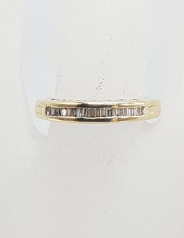 9ct Yellow Gold Baguette Diamonds Channel Set Eternity Ring / Wedding Band