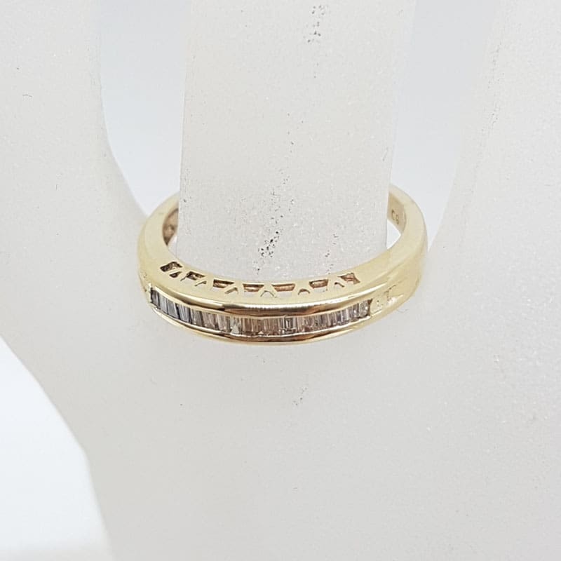 9ct Yellow Gold Baguette Diamonds Channel Set Eternity Ring / Wedding Band