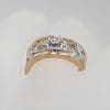 9ct Two Tone Rose Gold and White Gold Wide Floral Design Ring - Flower Motif