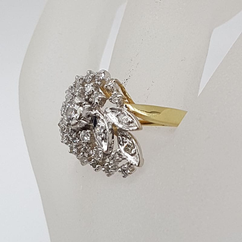 18ct Yellow Gold and White Gold Large Ornate Diamond Cluster Ring 18ct Yellow Gold and White Gold Large Ornate Diamond Cluster Ring