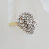 18ct Yellow Gold and White Gold Large Ornate Diamond Cluster Ring