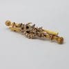 15ct Yellow Gold Victorian Crescent Moon and Star Seed Pearl Bar Brooch - Antique / Vintage