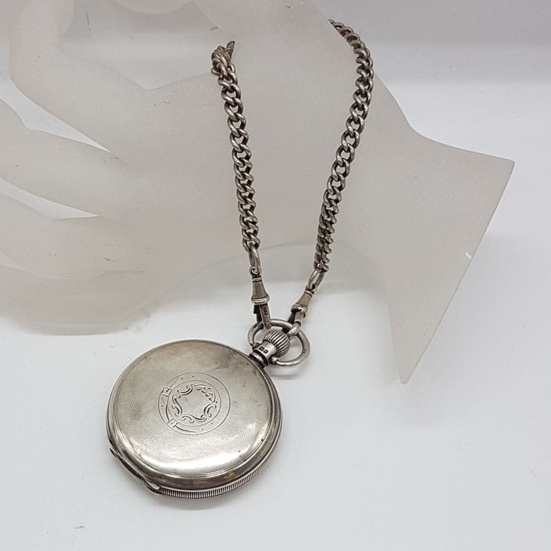 Sterling Silver Fob / Pocket Watch on Fob Chain - Antique / Vintage Sterling Silver Fob / Pocket Watch on Fob Chain - Antique / Vintage