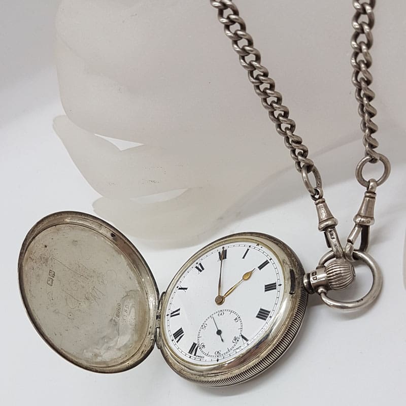 Sterling Silver Fob / Pocket Watch on Fob Chain - Antique / Vintage Sterling Silver Fob / Pocket Watch on Fob Chain - Antique / Vintage