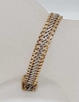 9ct Yellow Gold with Sterling Silver Weaved Link Bracelet