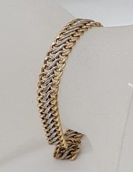 9ct Yellow Gold with Sterling Silver Weaved Link Bracelet