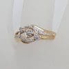 9ct Yellow Gold Trilogy Hearts Curved Diamond Ring