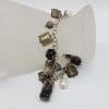 Sterling Silver Multi-Charm Bracelet Includes Glass and Pearl Charms - Vintage