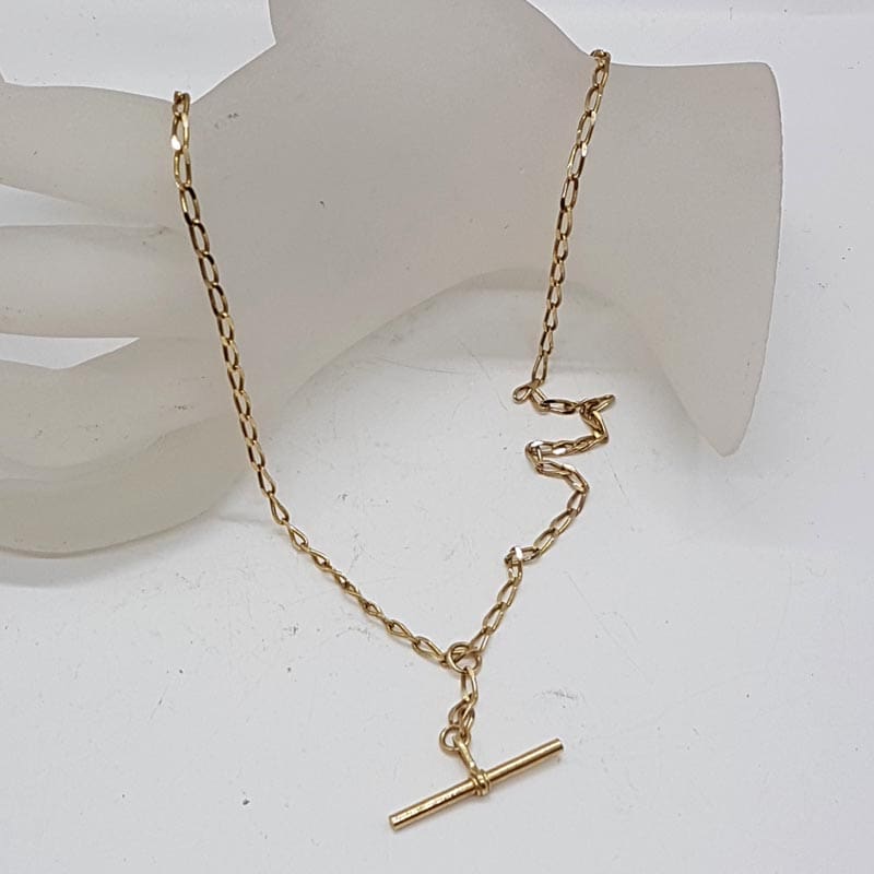 9ct Yellow Gold T-Bar Curb Link Necklace / Chain