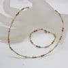 9ct Yellow Gold Multi-Coloured Crystal Beads Necklace / Chain and Bracelet Set