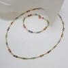 9ct Yellow Gold Multi-Coloured Crystal Beads Necklace / Chain and Bracelet Set