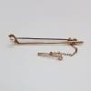 9ct Yellow Gold Pearl Golf Club Brooch / Tie Pin - Antique / Vintage
