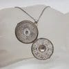 Sterling Silver Ornate Filigree Round Carnelian Locket Pendant on Silver Chain - Vintage