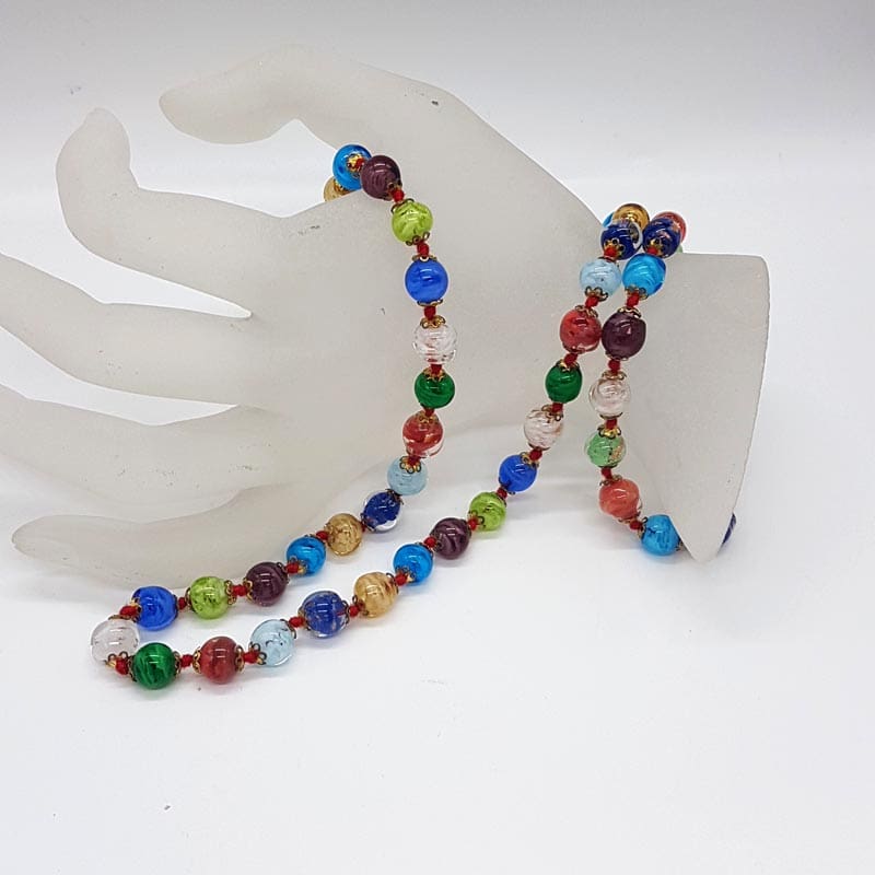 Multi-Colour Murano Glass Bead Necklace and Bracelet Set