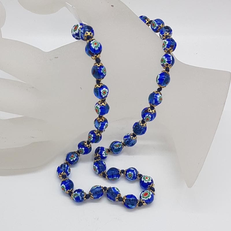Blue & White Murano Glass Bead Necklace