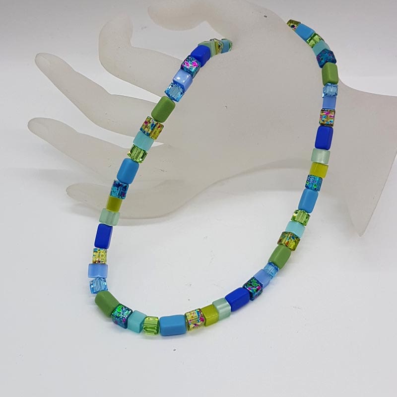 Coeur de Lion Handmade in Germany Glass / Crystal Bead Necklace - Green & Blue