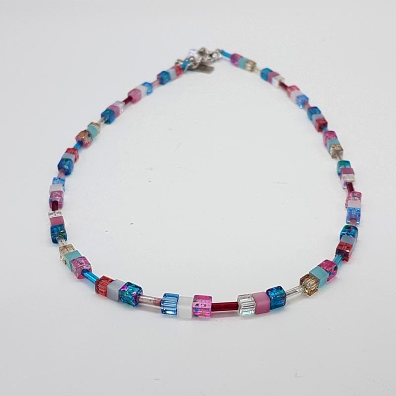 Coeur de Lion Handmade in Germany Glass / Crystal Multi-Colour Bead Necklace – Green, Blue, Yellow, Pink, Red and Purple