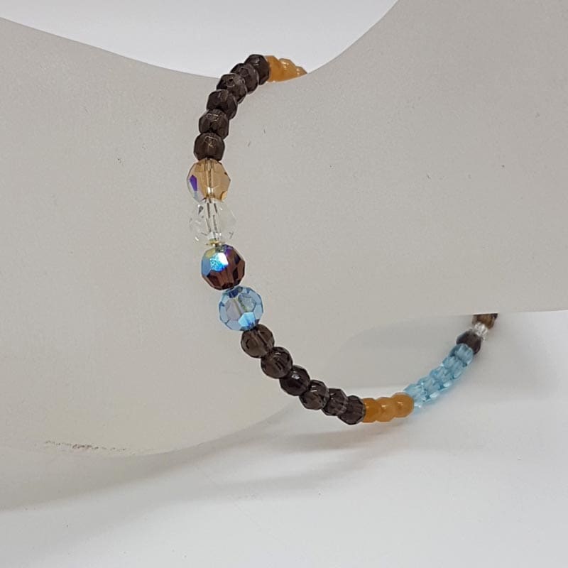 Coeur de Lion Handmade in Germany Glass / Crystal Bead Bracelet - Black, Blue, Brown, Yellow and Clear