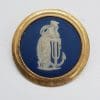 Plated Round Blue Muse Wedgwood Brooch - Vintage Costume Jewellery