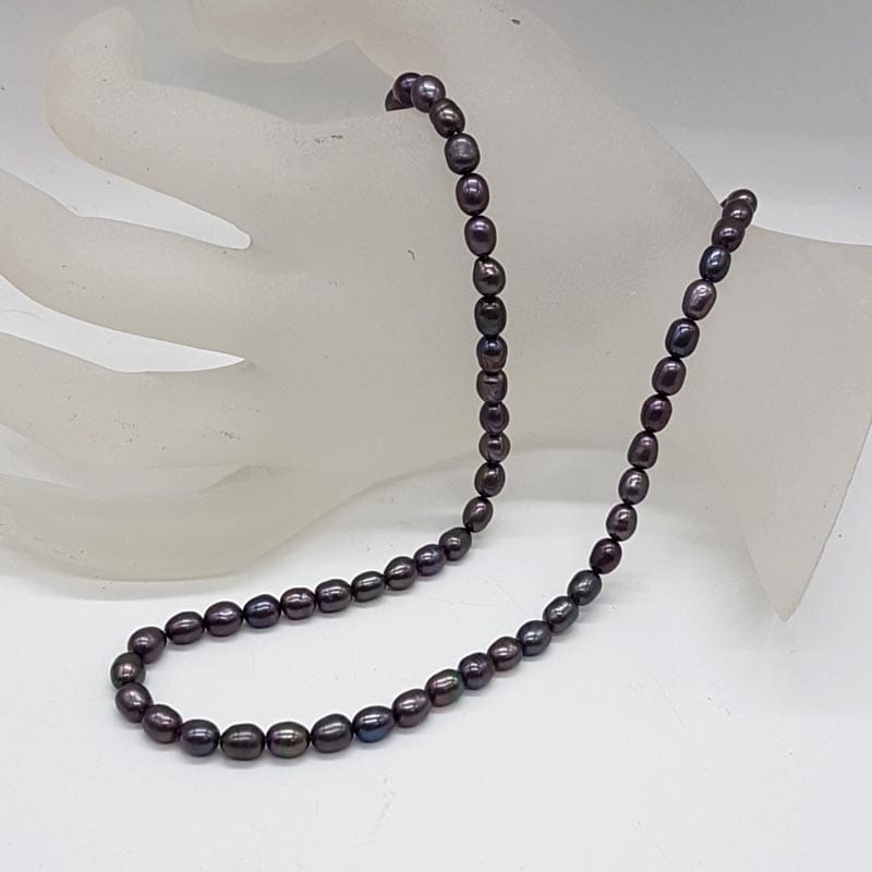 Sterling Silver Clasped Black Pearl Necklace / Chain