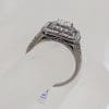 9ct White Gold Large Square Diamond Cluster Ring - Engagement Ring / Dress Ring