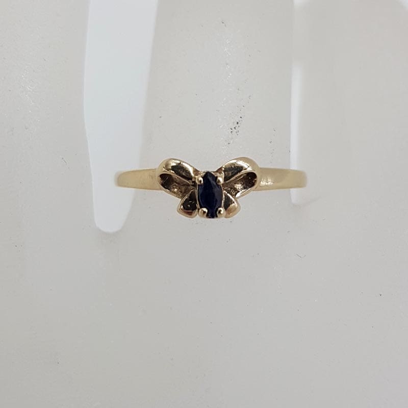 9ct Yellow Gold Natural Sapphire Bow / Ribbon Ring