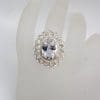 Sterling Silver Large Oval Ornate Twist Design Cubic Zirconia Ring
