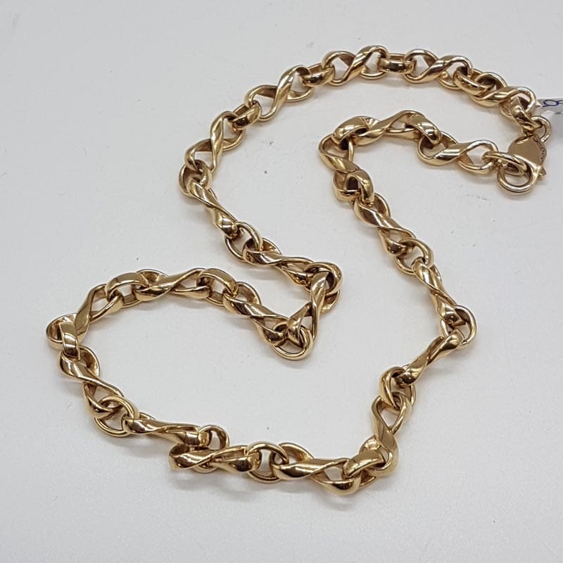 9ct Yellow Gold Heavy Unusual Twist Link Chain / Necklace