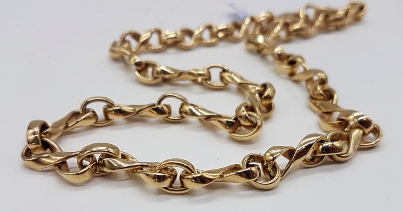 9ct Yellow Gold Heavy Unusual Twist Link Chain / Necklace